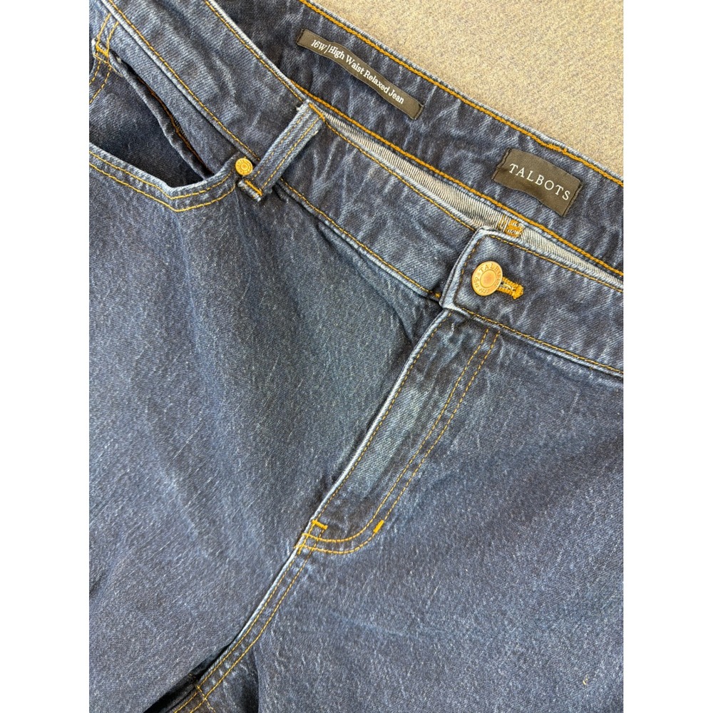 Talbots High Waist Relaxed Jean Women 16W Dark Wash Blue Denim Classic 30 Inseam